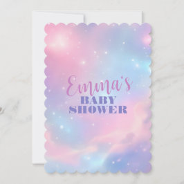 Convites Pastel Etéreo Rosa Azul Galáxia Cósmica Estrelada