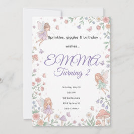 Convites Pastel Fairy Garden Birthday Invitation | Editable