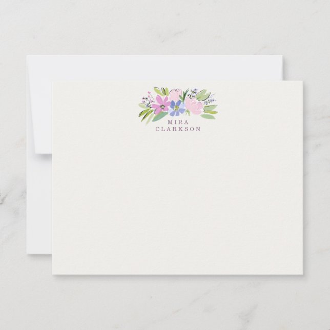 Convites Pastel Floral Bouquet Note Card (Frente)