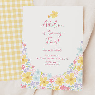 Convites Pastel Floral Flores Silvestres Aniversário Infant