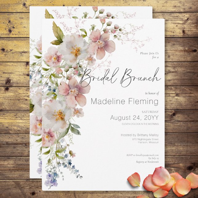 Convites Pastel Floral Modern Bridal Brunch (Pastel Floral Modern Bridal Brunch Invitation)