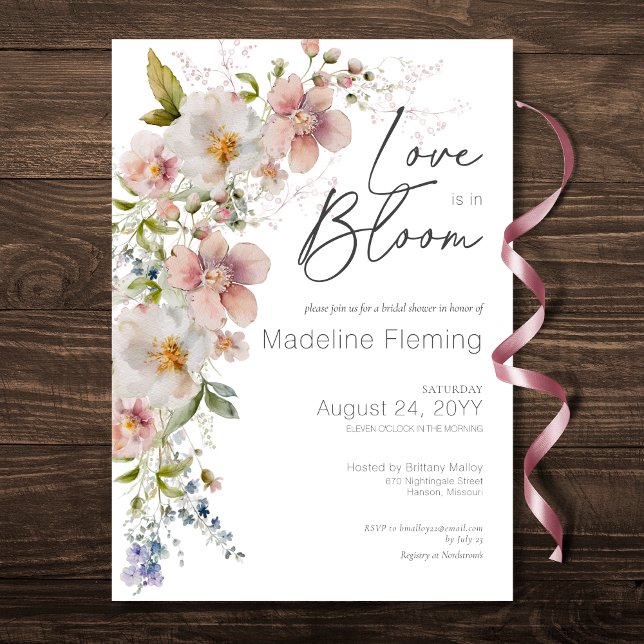 Convites Pastel Floral Modern Love In Bloom Chá de panela (Pastel Floral Modern Love In Bloom Bridal Shower Invitation)
