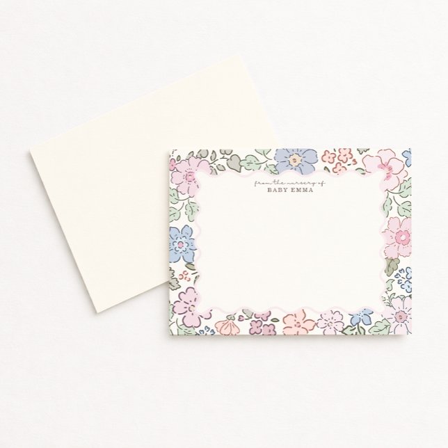 Convites Pastel Floral Nursery Frame Note Card (Criador carregado)