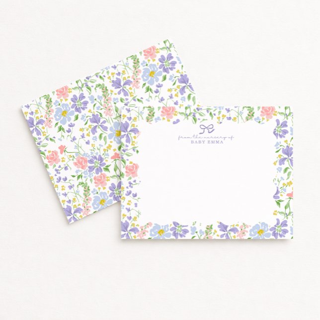 Convites Pastel Floral Nursery Note Card for Baby Girl (Criador carregado)