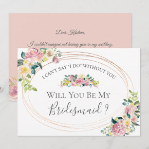 Convites Pastel Floral Oval Frame Você Será Minha Bridesmai