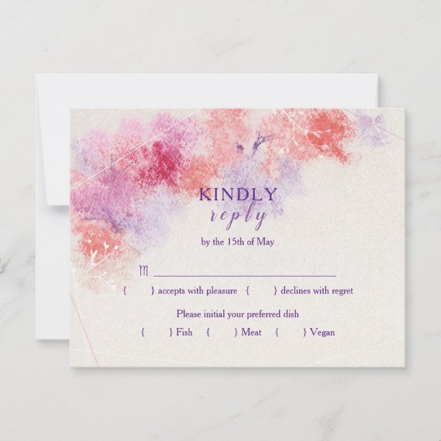 Convites Pastel Floral Wedding Escolha RSVP (Frente)