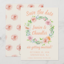 Convites Pastel Floral Wreath Salvar a Data