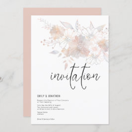 Convites Pastel Florals Blush Cinza Casamento
