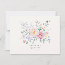 Convites Pastel Flowers Watercolor Wedding Thank You Card