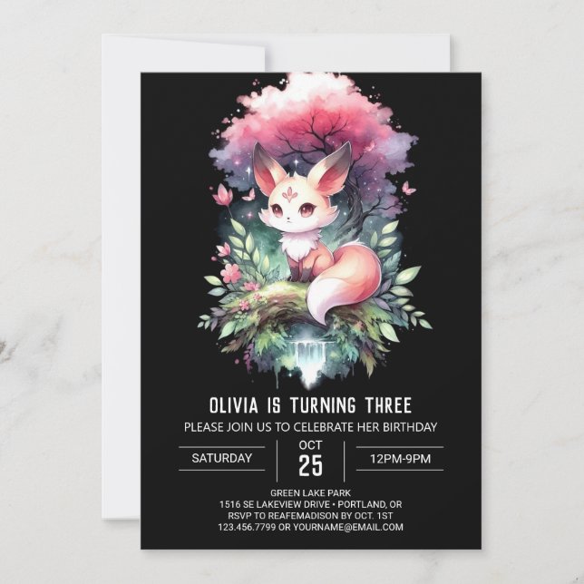 Convites Pastel Fox Birthday (Frente)