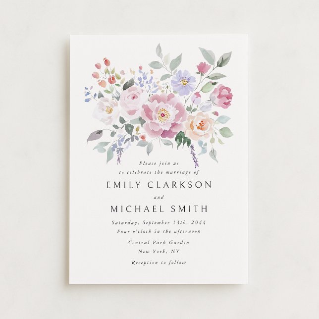 Convites Pastel Garden Floral Wedding Invitation (Criador carregado)