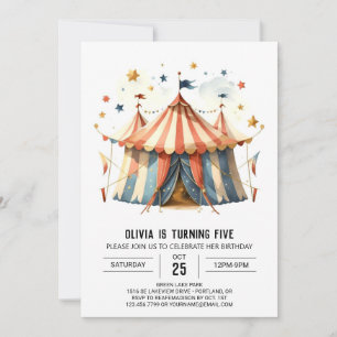 Convites Pastel Happy Whimsy Circus Birthday