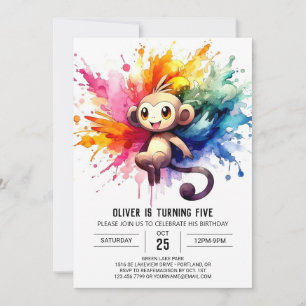 Convites Pastel Joyful Monkey Aniversário