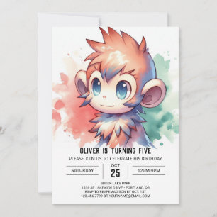 Convites Pastel Joyful Monkey Aniversário