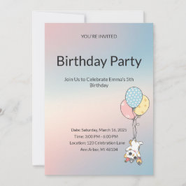 Convites Pastel Kids Birthday Invitation 