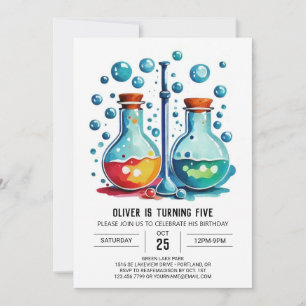 Convites Pastel Laboratory Potion Scientist Aniversário