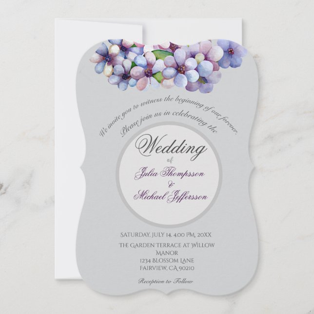 Convites Pastel Lilac Romântico e Poético (Frente)