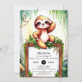 Convites Pastel Little Sloth Birday