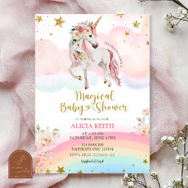 Convites Pastel Magical Unicorn Baby Shower