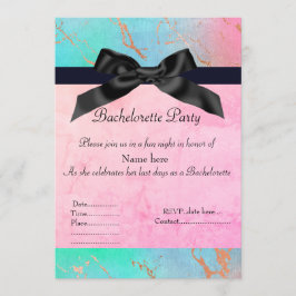 Convites Pastel mármore despedida de solteira verde rosa no