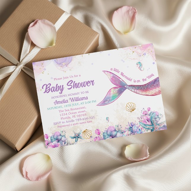 Convites Pastel Mermaid Undersea Baby Girl (Criador carregado)