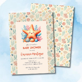 Convites Pastel Ocean Starfish Personalized Baby Shower