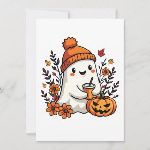 Convites Pastel Outono Kawaii Fantasma Outono Abóbora Tempe
