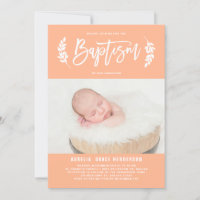 Pastel Peach Laurel Wreath Baby Photo Baptism