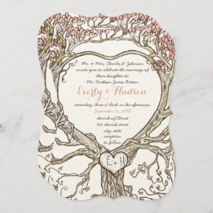 Convites Pastel Peachy Coral Blush Boho Cor-de-Rosa Moldado