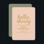Convites Pastel Peachy Olá Trinta e Aniversário<br><div class="desc">Pastel Peachy Hello Trinta Tipografia Convite de Aniversário</div>