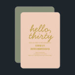 Convites Pastel Peachy Olá Trinta e Aniversário<br><div class="desc">Pastel Pink Ouro Hello Trinta Tipografia Convite de Aniversário</div>