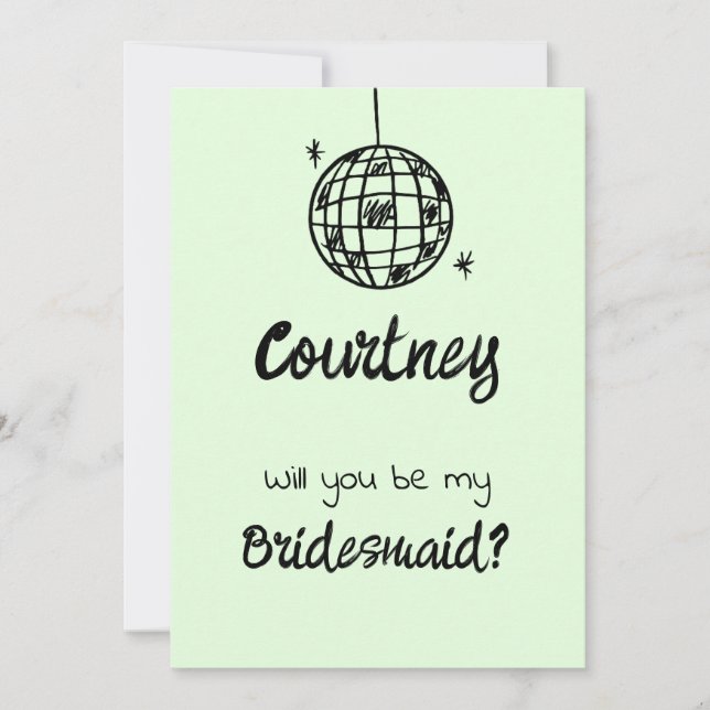 Convites Pastel Penmanship Bridesmaid Invitation Pale Fern (Frente)