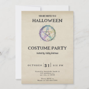 Convites Pastel Pentagram Vintage Halloween