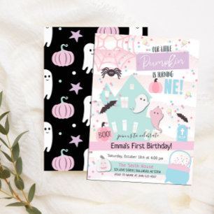 Convites Pastel Pequeno Pumpkin Primeiro Halloween de Anive
