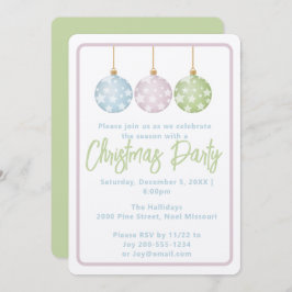 Convites Pastel Pink Blue & Green Ornaments Christmas Party