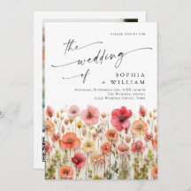 Pastel Pink Boho Wildflower Casamento Código QR Fo