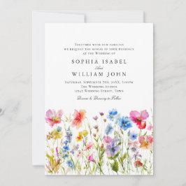 Convites Pastel Pink Boho Wildflower Casamento Código QR Fo