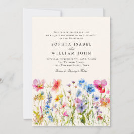 Convites Pastel Pink Boho Wildflower Casamento Código QR Fo