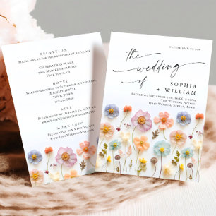 Convites Pastel Pink Boho Wildflower Detalhes do Casamento