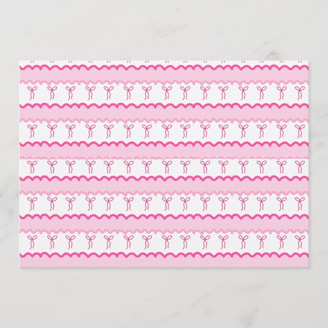 Convites Pastel Pink Bow Seamless Pattern – Cute Aesthetic  (Frente)