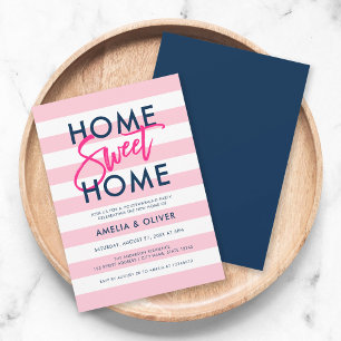 Convites Pastel Pink e White Blue Housearming Party