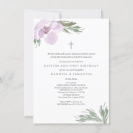 Convites Pastel Pink Watercolor Florals Gira Batismo