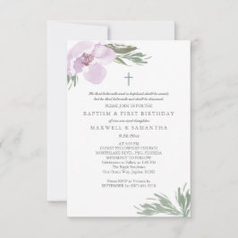 Convites Pastel Pink Watercolor Florals Gira Batismo