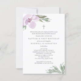 Convites Pastel Pink Watercolor Florals Gira Batismo