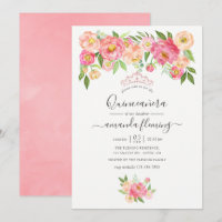 Pastel Pink Watercolor Peonies Quinceañera