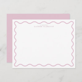 Convites pastel pink wavy border note card