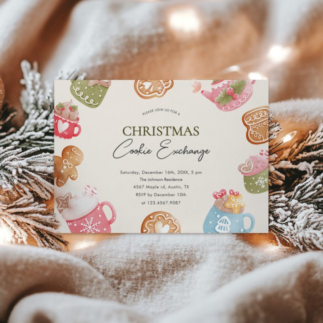Convites Pastel Playful Natal Cookie Exchange Party (Criador carregado)