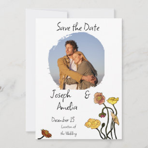 Convites Pastel Poppy Watercolor Casamento Salva a Data