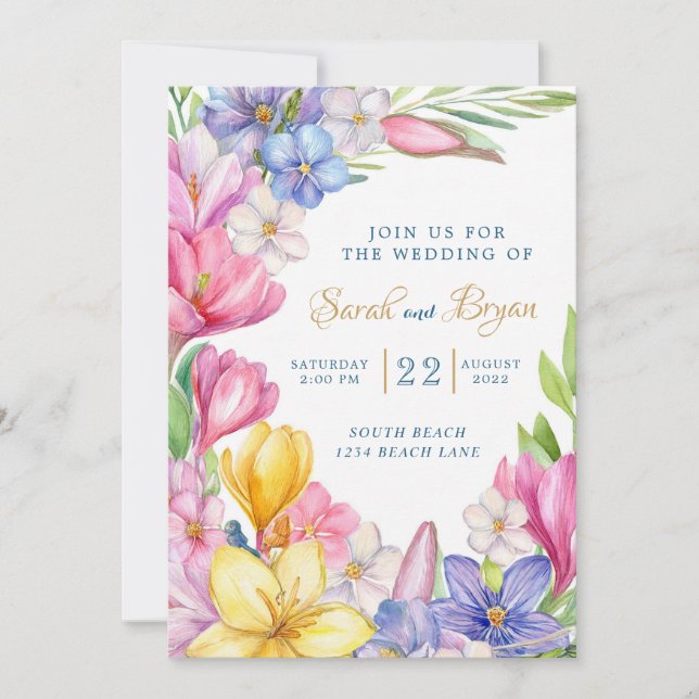 Convites Pastel Primavera Tulips Crocus Invitation (Frente)