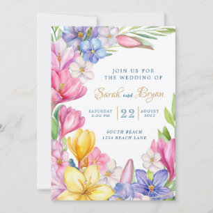Convites Pastel Primavera Tulips Crocus Invitation